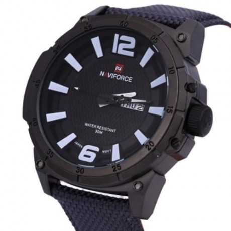 NAVIFORCE 9066 MALE QUARTZ WATCH NYLON BAND DATE DAY 30M WATER RESISTANCE (WHITE AND BLACK