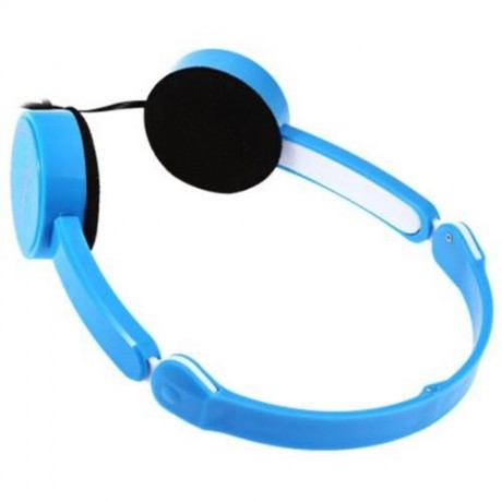 RETRACTABLE FOLDABLE OVER-EAR HEADPHONE WITH  MIC STEREO BASS FOR KIDS (LAKE BLUE)