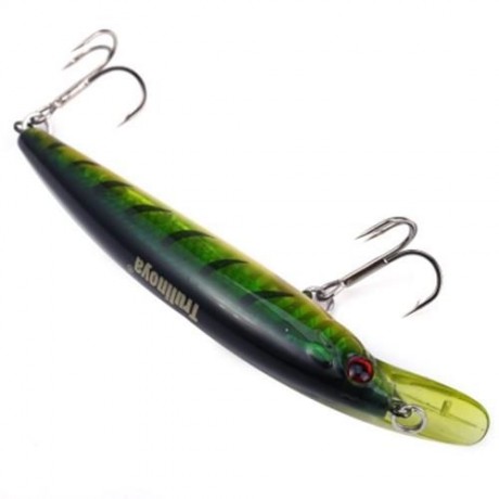TRULINOYA DW11 FISHING LURE BAIT PLASTIC HARD DIVING MINNOW (YELLOW AND GREEN)