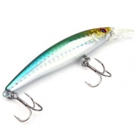 TRULINOYA DW11 FISHING LURE BAIT PLASTIC HARD DIVING MINNOW (WHITE AND GREEN)