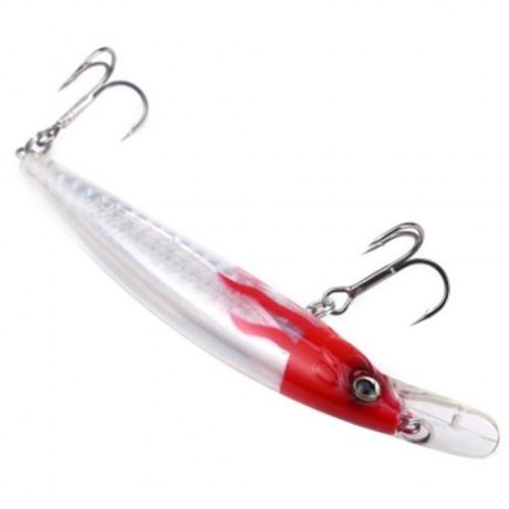 TRULINOYA DW11 FISHING LURE BAIT PLASTIC HARD DIVING MINNOW (RED WITH WHITE)