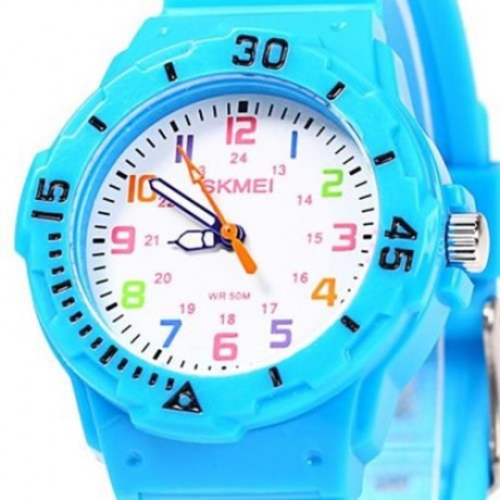 SKMEI 1043 CHILDREN QUARTZ WATCH PU STRAP WRISTWATCH 50M WATER RESISTANCE FOR KID (LIGHT B