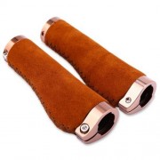 1 PAIR VINTAGE RETRO LEATHER HANDLEBAR GRIP BILATERAL LOCK MTB ROAD BIKE HANDLE COVER (BRO