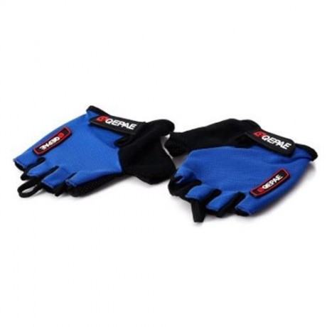 2PCS COMFORTABLE L SIZE BICYCLE BIKE SILICONE HALF FINGER GLOVES CYCLING GLOVES (BLUE)