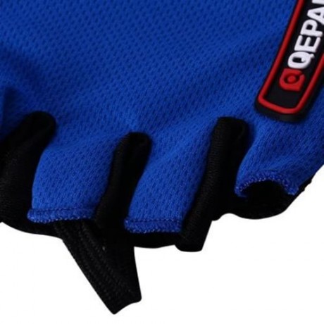 2PCS COMFORTABLE L SIZE BICYCLE BIKE SILICONE HALF FINGER GLOVES CYCLING GLOVES (BLUE)