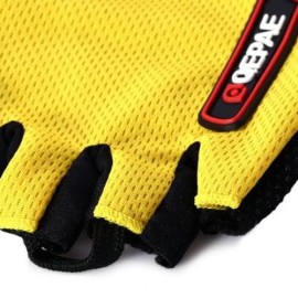 2PCS COMFORTABLE L SIZE BICYCLE BIKE SILICONE HALF FINGER GLOVES CYCLING GLOVES (YELLOW)