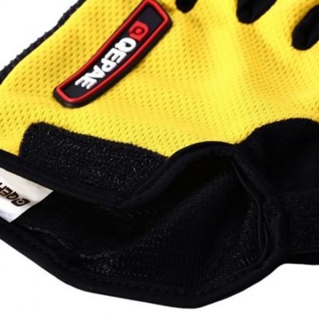 2PCS COMFORTABLE L SIZE BICYCLE BIKE SILICONE HALF FINGER GLOVES CYCLING GLOVES (YELLOW)
