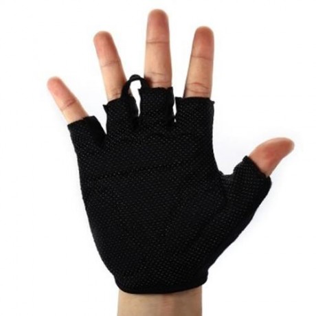 2PCS COMFORTABLE L SIZE BICYCLE BIKE SILICONE HALF FINGER GLOVES CYCLING GLOVES (YELLOW)