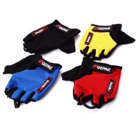 2PCS COMFORTABLE L SIZE BICYCLE BIKE SILICONE HALF FINGER GLOVES CYCLING GLOVES (YELLOW)