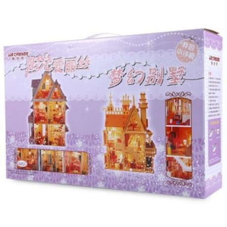 IIECREATE LOVELY DIY HANDMADE ASSEMBLED VILLA 42CM HEIGHT HOUSE MODEL PRINCESS ROMANTIC (P