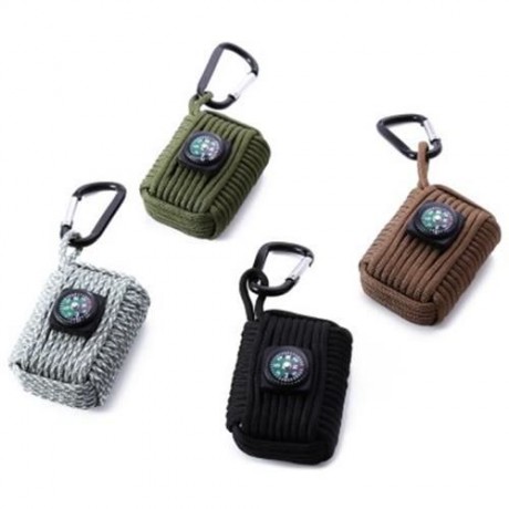 OUTDOOR PARACORD GRENADE SURVIVAL FISHING KIT KEY CHAIN WITH 8 TOOLS FIRE STARTER EYE KNIF