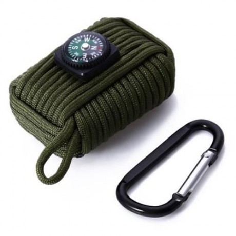 OUTDOOR PARACORD GRENADE SURVIVAL FISHING KIT KEY CHAIN WITH 8 TOOLS FIRE STARTER EYE KNIF