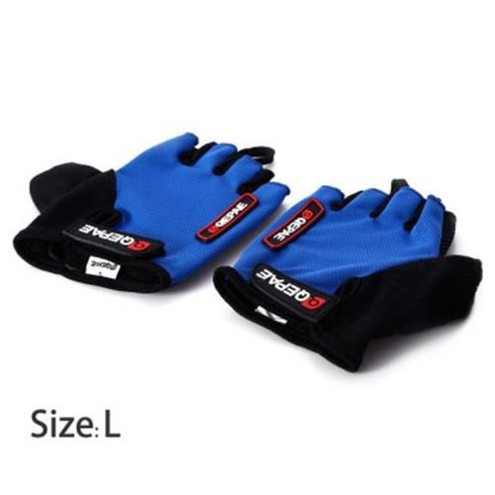 2PCS COMFORTABLE L SIZE BICYCLE BIKE SILICONE HALF FINGER GLOVES CYCLING GLOVES (BLUE)