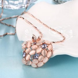 FRUIT DESIGN ZIRCON FAUX OPAL EMBELLISHED LONG NECKLACE FOR WOMEN (PINK AND PURPLE)