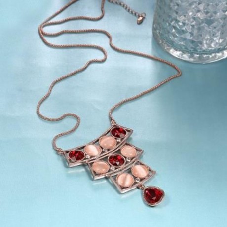 WATER DROP DESIGN ZIRCON FAUX OPAL EMBELLISHED LONG NECKLACE FOR WOMEN (COLORFUL)