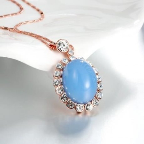 GEOMETRIC DESIGN RESIN ZIRCON EMBELLISHED PENDANT NECKLACE FOR LADIES (BLUE)
