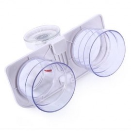 3207 - 1 DOUBLE PLASTIC CUP WITH REMOVABLE SQUARE SUCKER BATHROOM ACCESSARIES (WHITE)