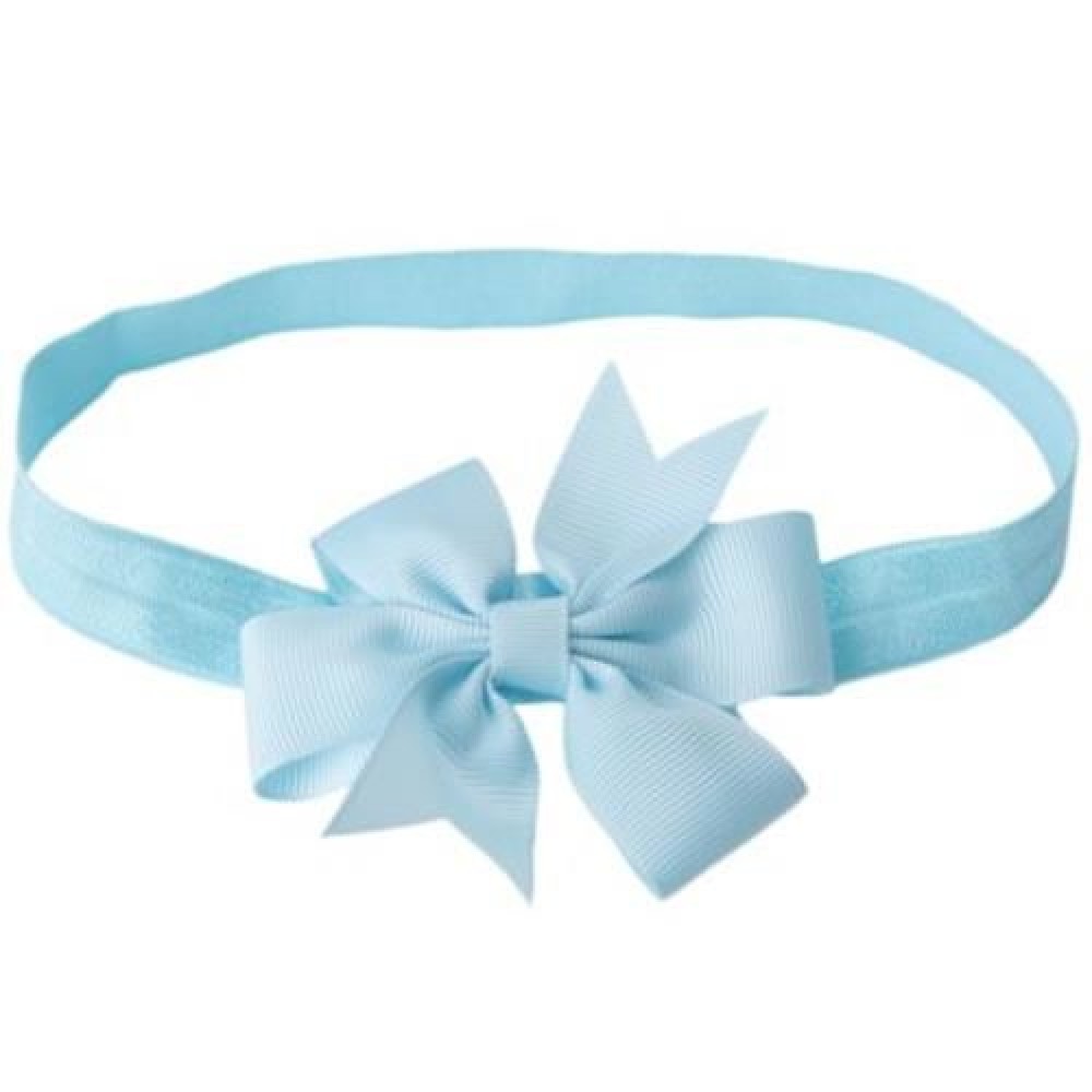TRENDY PURE COLOR BOWKNOT STRETCHY BABIES HAIRBAND (LIGHT BLUE)