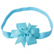 TRENDY PURE COLOR BOWKNOT STRETCHY BABIES HAIRBAND (LAKE BLUE)