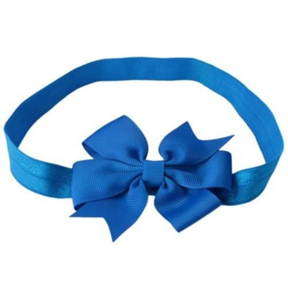 TRENDY PURE COLOR BOWKNOT STRETCHY BABIES HAIRBAND (SAPPHIRE BLUE)