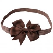 TRENDY PURE COLOR BOWKNOT STRETCHY BABIES HAIRBAND (COFFEE)