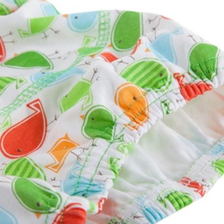 CUTE COTTON WASHABLE ELASTIC PRINTED BABIES DIAPER PANTS (FLYING BIRD PATTERN)