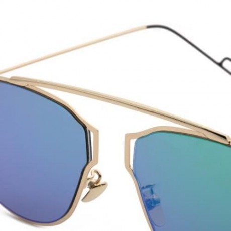 FASHION COATING MIRROR FLAT PANEL LENS DESIGN SUNGLASSES WITH METAL FRAME (#5)