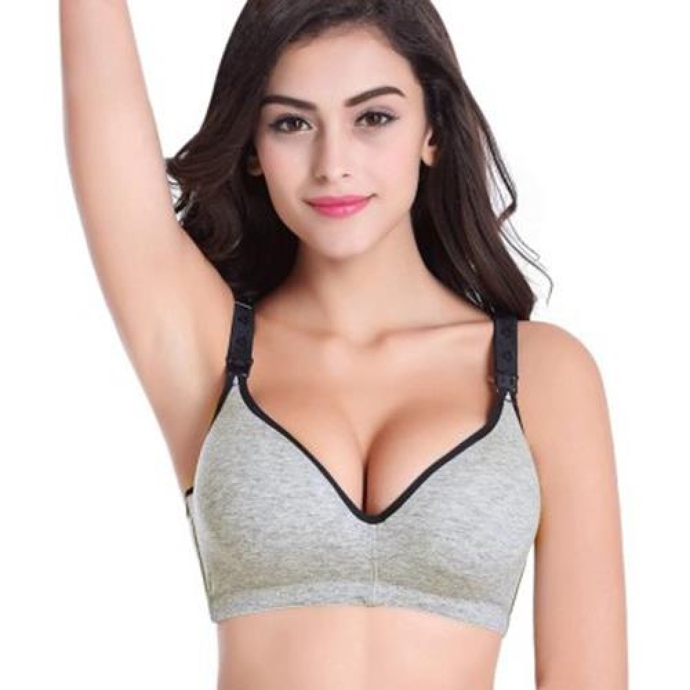 COTTON PURE COLOR BREATHABLE WIRE FREE NURSING BRA FOR PREGNANT WOMEN (#12)