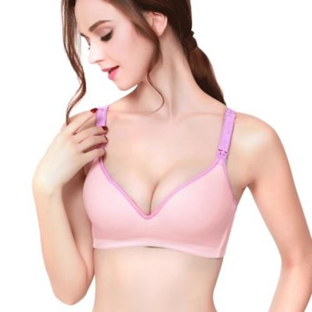 COTTON PURE COLOR BREATHABLE WIRE FREE NURSING BRA FOR PREGNANT WOMEN (#3)