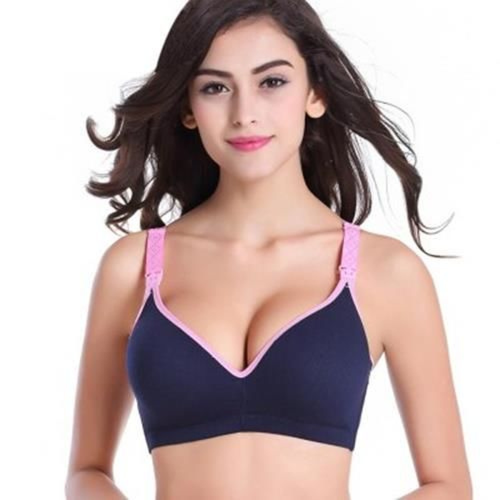 COTTON PURE COLOR BREATHABLE WIRE FREE NURSING BRA FOR PREGNANT WOMEN (#1)