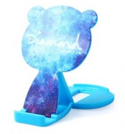 CUTE CARTOON BEAR DESIGN ADJUSTABLE PHONE STAND HOLDER WITH MIRROR - STARRY SKY PATTERN (S