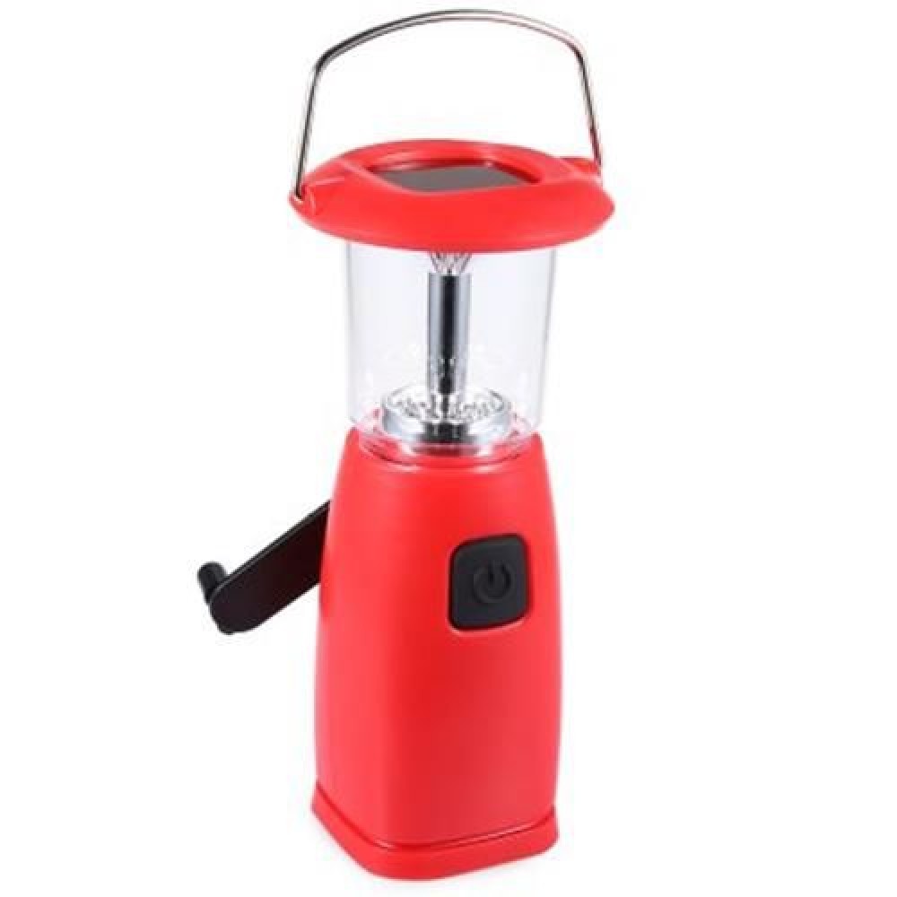 ULTRA BRIGHT 6 LED HAND CRANK DYNAMO SOLAR CAMPING LIGHT LAMP FOR OUTDOOR HOME USE (RED)