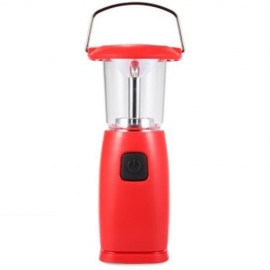 ULTRA BRIGHT 6 LED HAND CRANK DYNAMO SOLAR CAMPING LIGHT LAMP FOR OUTDOOR HOME USE (RED)