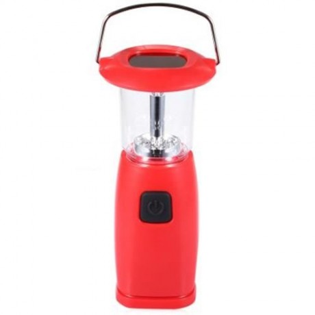 ULTRA BRIGHT 6 LED HAND CRANK DYNAMO SOLAR CAMPING LIGHT LAMP FOR OUTDOOR HOME USE (RED)