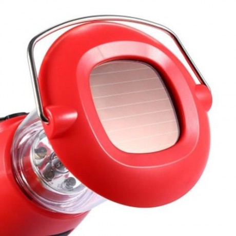 ULTRA BRIGHT 6 LED HAND CRANK DYNAMO SOLAR CAMPING LIGHT LAMP FOR OUTDOOR HOME USE (RED)