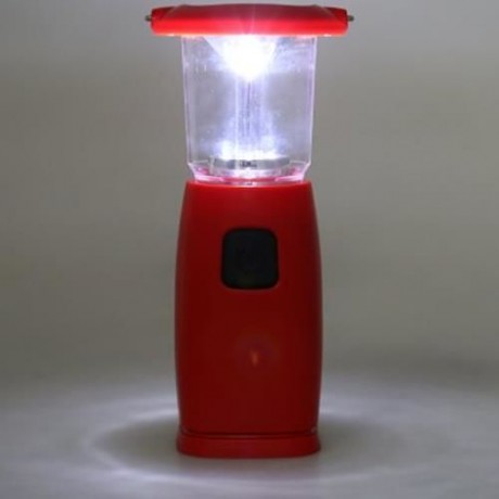ULTRA BRIGHT 6 LED HAND CRANK DYNAMO SOLAR CAMPING LIGHT LAMP FOR OUTDOOR HOME USE (RED)
