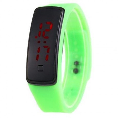 LED DIGITAL BRACELET WATCH SPORT SILICONE STRAP WRISTWATCH FOR MEN WOMEN (GREEN)