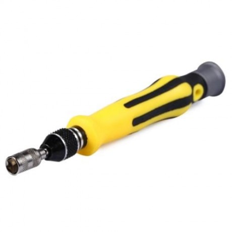 6089A 45 IN 1 INTERCHANGEABLE SCREWDRIVER TOOL SET WITH TWEEZER HARD EXTENSION SHAFT (YELL