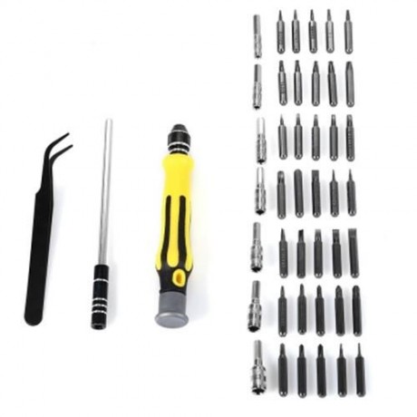6089A 45 IN 1 INTERCHANGEABLE SCREWDRIVER TOOL SET WITH TWEEZER HARD EXTENSION SHAFT (YELL