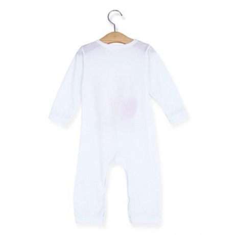 STYLISH ROUND NECK LONG SLEEVE COTTON LETTER PRINT ROMPER FOR BABIES (MILK WHITE)