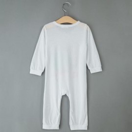 STYLISH ROUND NECK LONG SLEEVE COTTON LETTER PRINT ROMPER FOR BABIES (WHITE)
