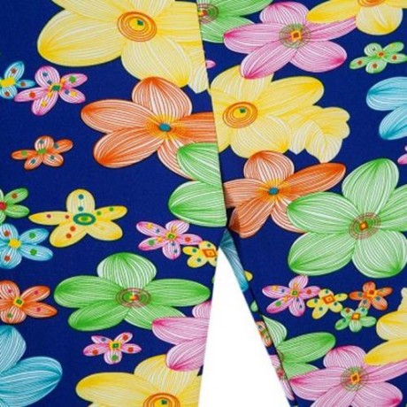 TRENDY COLORFUL PRINTED NINE MINUTES ELASTIC LEGGINGS FOR GIRLS (SAPPHIRE BLUE)