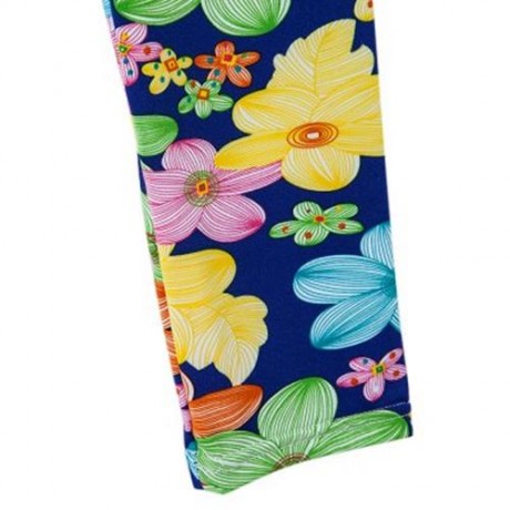 TRENDY COLORFUL PRINTED NINE MINUTES ELASTIC LEGGINGS FOR GIRLS (SAPPHIRE BLUE)