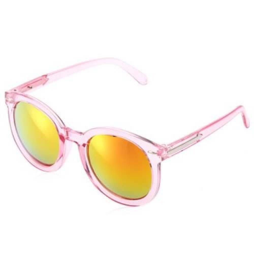FASHION VINTAGE TRANSPARENT ROUND FRAME COATING WOMEN SUNGLASSES (#4)