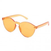 FASHION CLASSIC TRANSPARENT FRAME CIRCLE CANDY COLOR SUNGLASSES ANTI UV400 (ORANGEPINK)