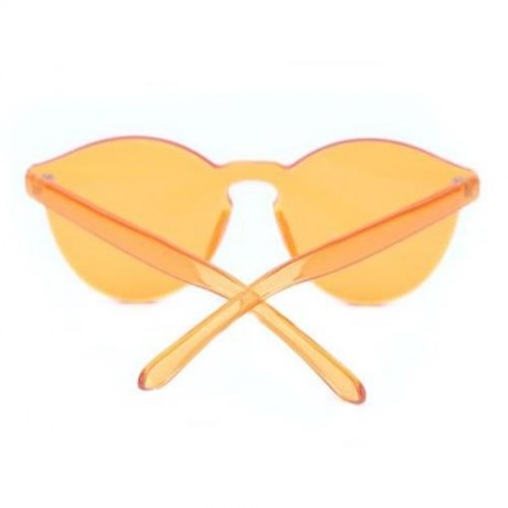FASHION CLASSIC TRANSPARENT FRAME CIRCLE CANDY COLOR SUNGLASSES ANTI UV400 (ORANGEPINK)
