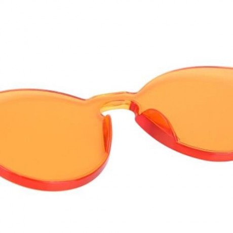 FASHION CLASSIC TRANSPARENT FRAME CIRCLE CANDY COLOR SUNGLASSES ANTI UV400 (ORANGEPINK)