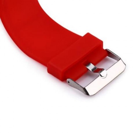 LED TOUCH WATCH RED DIGITAL WRISTWATCH RUBBER WRISTBAND RECTANGLE DIAL (YELLOW)