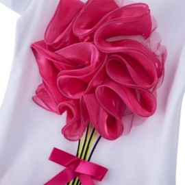 CHILDREN SUIT T-SHIRT SHORT SKIRT WITH APPLIQUE (ROSE)