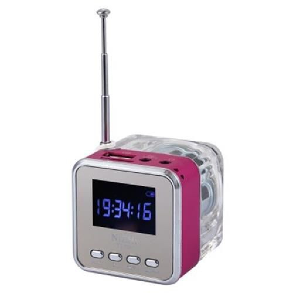 NIZHI TT029  MINI PORTABLE MULTIMEDIA SPEAKER SUPPORT MICRO SD USB FM RADIO (PINK)